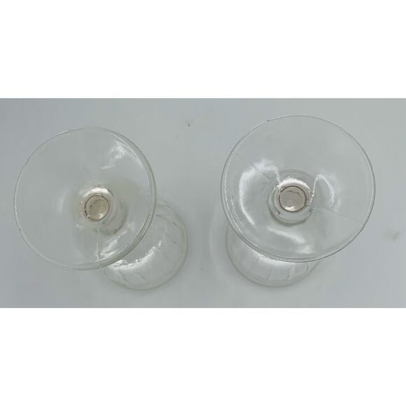 Vintage Goblets Set Clear Pressed Glass 4 Ounce Lot of 2 Stemmed Ribbed Small - Picture 5 of 7